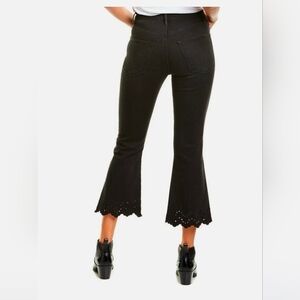 Frame denim black schiffly high rise cropped flare lacey jeans